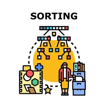 Sorting data organization and classification process Stock Illustration