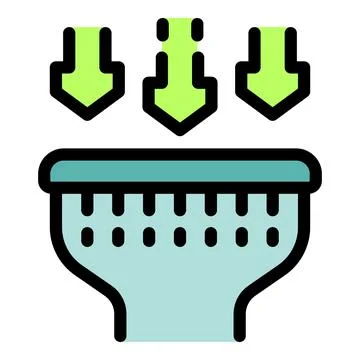 Sorting data through filter funnel receiving information flow Stock Illustration