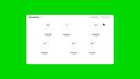 Sorting digital files in a window interface on green screen. 4K Video stock 341694832