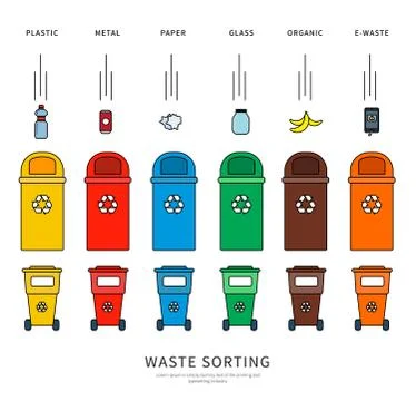 Sorting garbage bins Stock Illustration