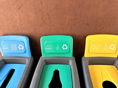 Sorting garbage cans Stock Photos