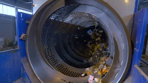 Sorting garbage equipment working at a recycling plant Stock Footage 73019085