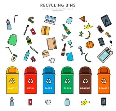 Sorting garbage on white background Stock Illustration