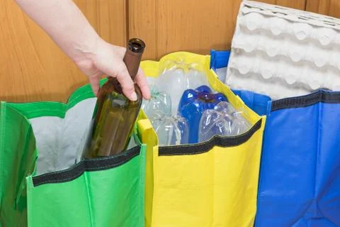 Sorting glass waste Stock Photos