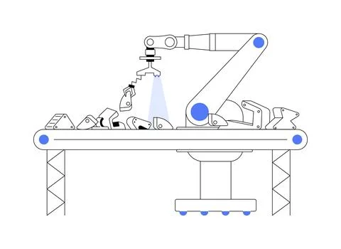 Sorting iRVision robots abstract concept vector illustration. Stock Illustration