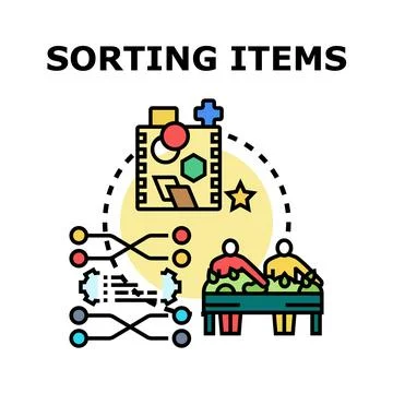 Sorting items concept for business and education Illustrazione stock