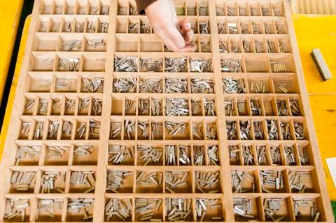 Sorting letters into box Stock Photos