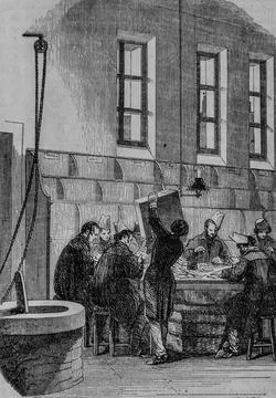 Sorting of letters for the departments, table of paris by edmond texier, publ Stock Illustration