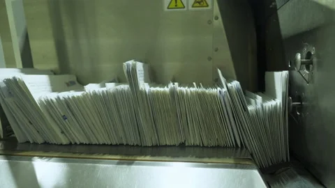 Sorting mail envelopes for a letter. Special equipment for sorting. Ready-made Stock Footage 148312820