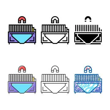 Sorting metal garbage machine color icon vector clean Stock Illustration
