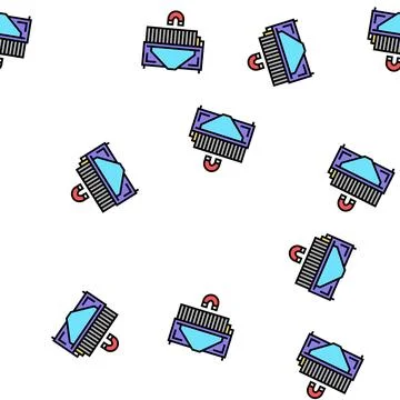 Sorting metal garbage machine vector seamless pattern Illustrazione stock