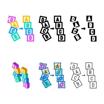 Sorting multipack algorithm color icon vector Stock Illustration