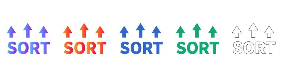 Sorting Order Icon Set with Upward Arrows Stock Illustration