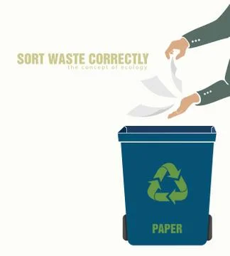 Sorting paper, pollution of environment Stock Illustration