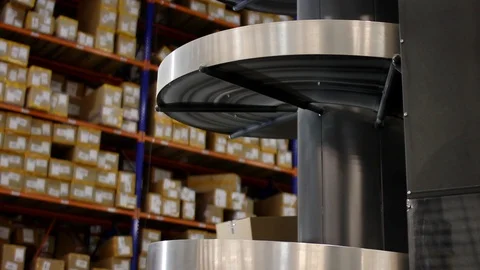 Sorting Parcels at Conveyor inside warehouse Stock Footage 91004704