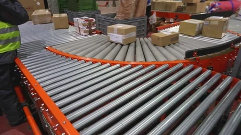 Sorting Parcels Coveyor Stock Footage 74386937