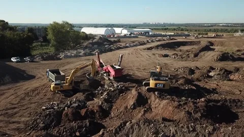 Sorting plant for processing construction waste Stock Footage 256878333
