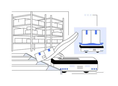 Sorting robots abstract concept vector illustration. Stock Illustration