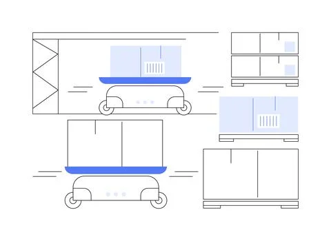 Sorting robots isolated cartoon vector illustrations. Ilustración de archivo