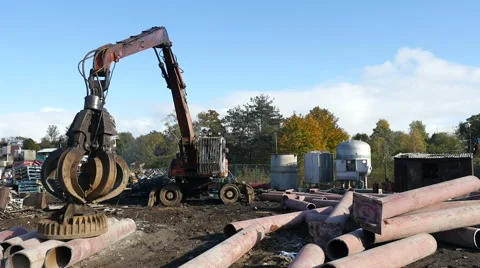 Sorting scrap metal, Full HD shot Video stock 57231445