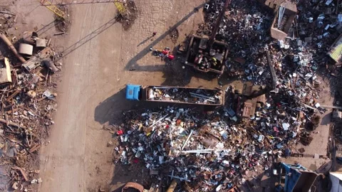 Sorting scrap metal in a scrap yard Stock-Footage 237359347