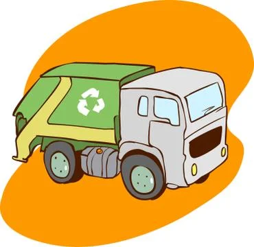 Sorting, transporting process of garbage, trash can. Vector illustration. Stock Illustration