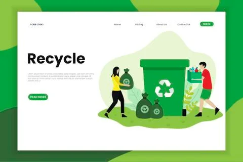 Sorting Trash for Recycle Landing Page Stock Illustration