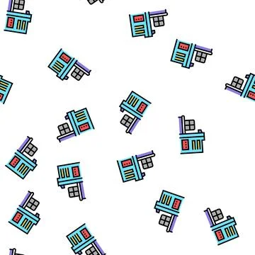 Sorting waste machine vector seamless pattern 库存插图