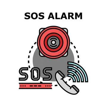 Sos alarm emergency calling for help and assistance Ilustração Stock