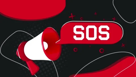 Sos banner. Megaphone with speech bubble in flat style. 4K video animation Stock Footage 226814269