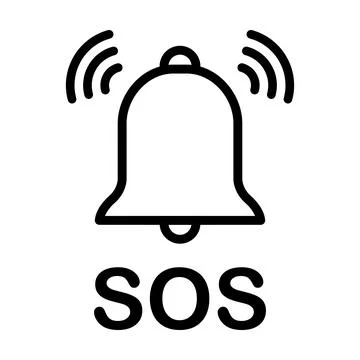 SOS bell icon vector emergency alarm help symbol for graphic design, logo, .. Stock Illustration