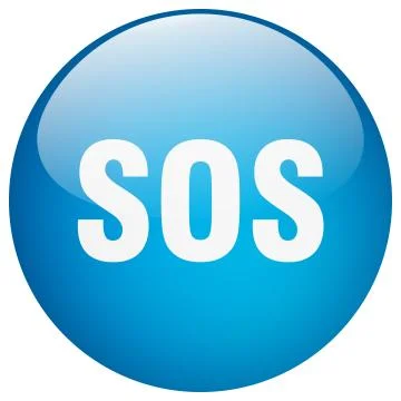 Sos blue round gel isolated push button Stock Illustration