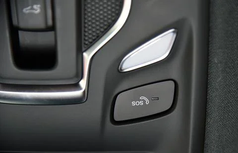 SOS button on the ceiling car interior Stock Photos