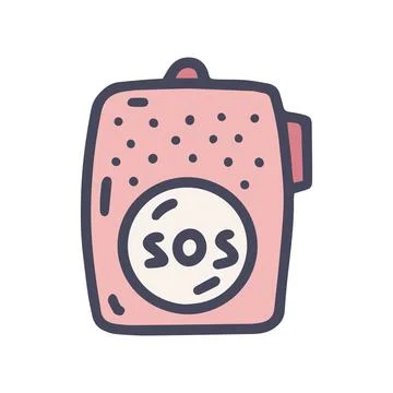 Sos button color vector doodle simple icon Illustrazione stock