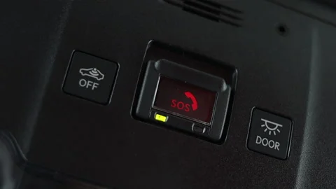 Sos button to contact with call center to ask for help after car accident Stock Footage 167999748