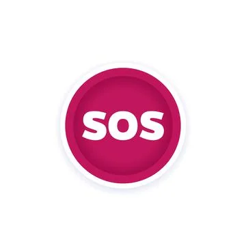 Sos button, emergency, vector design Illustrazione stock