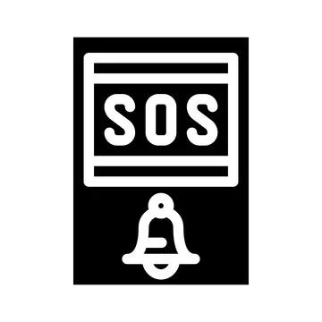 Sos button glyph icon vector illustration black Stock Illustration