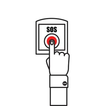 SOS button with hand Stock Illustration