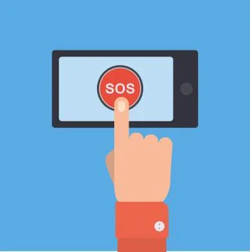 SOS button with hand. Stock Illustration