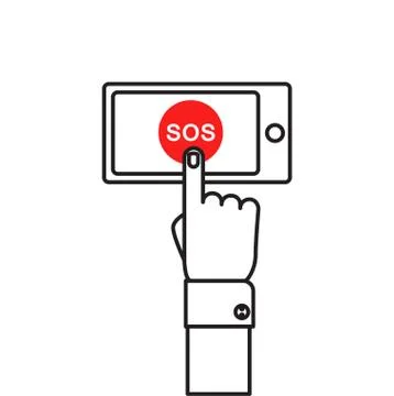 SOS button with hand. Stock Illustration