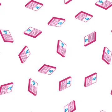 Sos button isometric icon seamless pattern color Stock Illustration
