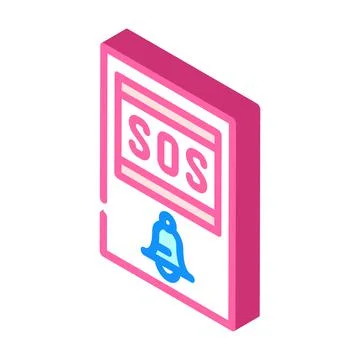 Sos button isometric icon vector illustration color Stock Illustration