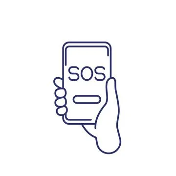 SOS button in the phone line icon Stock Illustration