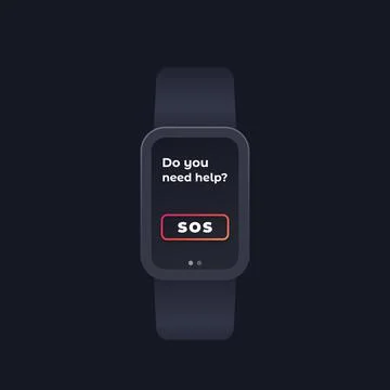 Sos button in smart watch, emergency app design Illustrazione stock