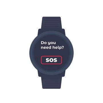 Sos button in smart watch, emergency app design Illustrazione stock
