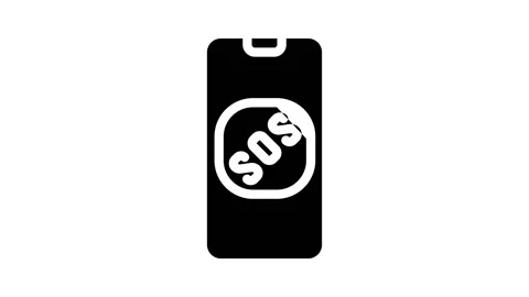 Sos button on smartphone screen when neurosis glyph icon animation Stock Footage 166511257
