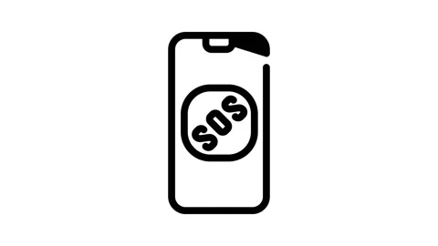 Sos button on smartphone screen when neurosis line icon animation Stock Footage 166526253