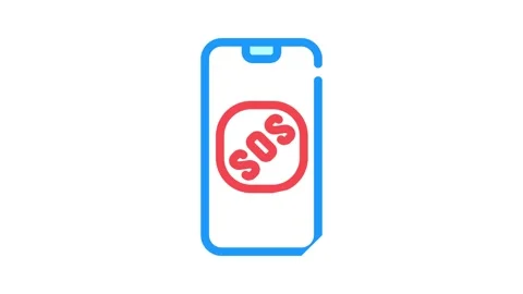 Sos button on smartphone screen when neurosis color icon animation Stock Footage 166536673
