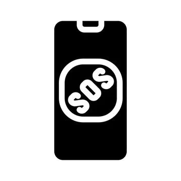 Sos button on smartphone screen when neurosis glyph icon vector illustration Illustrazione stock