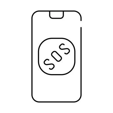 Sos button on smartphone screen when neurosis line icon vector illustration Stock Illustration
